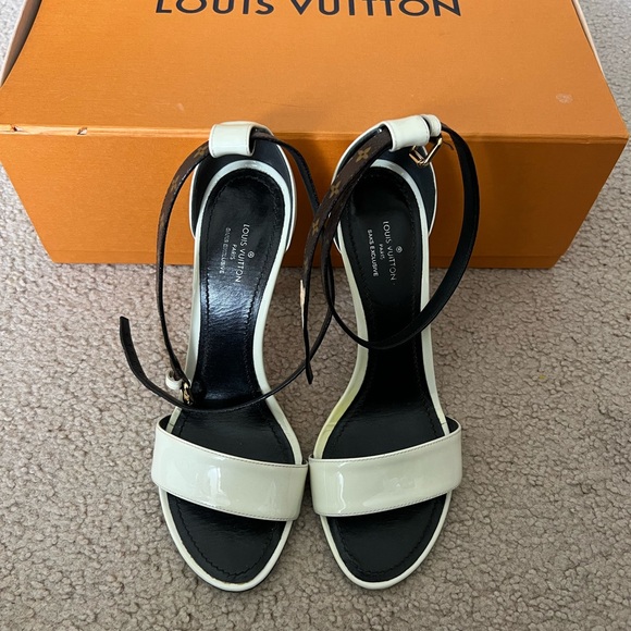 Preowned Womens Louis Vuitton Passenger Heel Sandals Monogram EBENE Sz. 38/US 8. - Picture 3 of 12